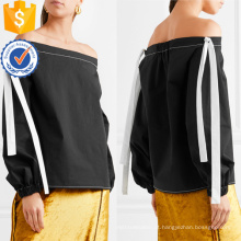 Venda quente Off-The-Shoulder manga comprida de algodão Top de Verão Fabricação Atacado Moda Feminina Vestuário (TA0075T)